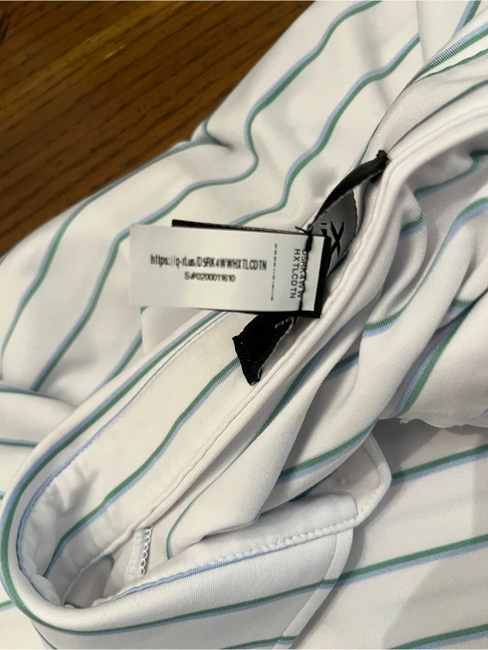 Ralph Lauren RLX White Polo with Light Blue and Green Stripes, size XXL